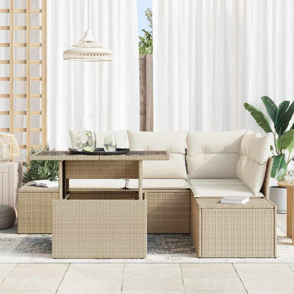 Set Divano da Giardino 5 pcs Beige Poly Rattan - homemem39