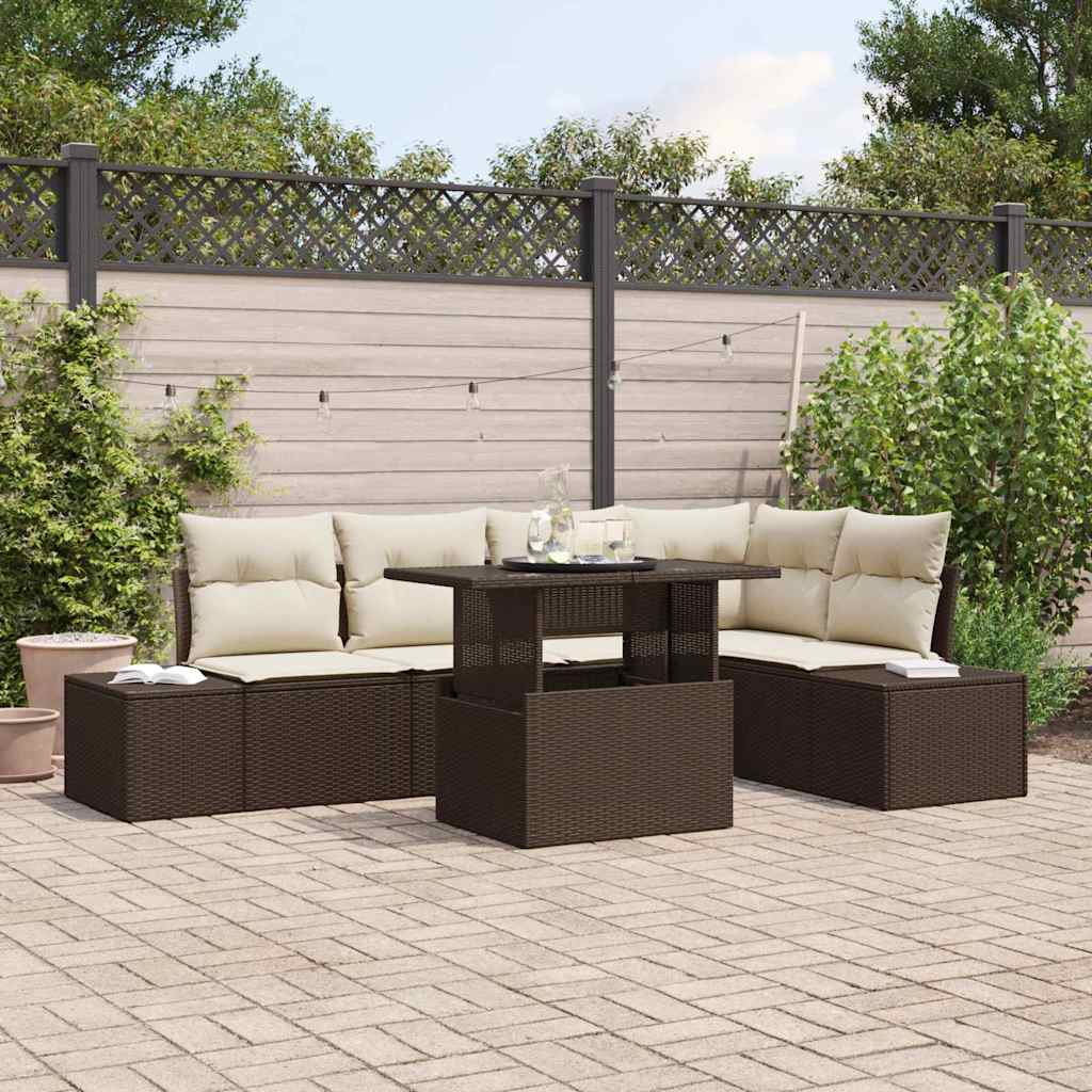 Set Divano da Giardino 6 pcs Marrone Poly Rattan - homemem39
