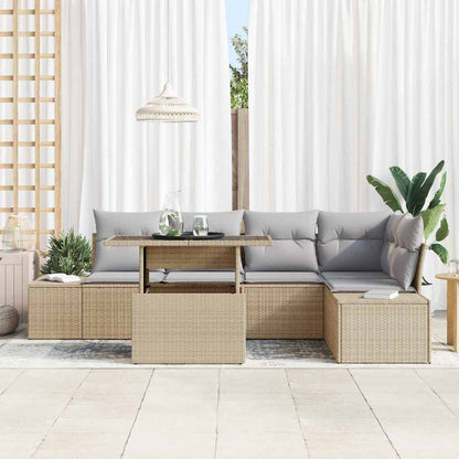 Set Divano da Giardino 6 pcs Beige Poly Rattan - homemem39