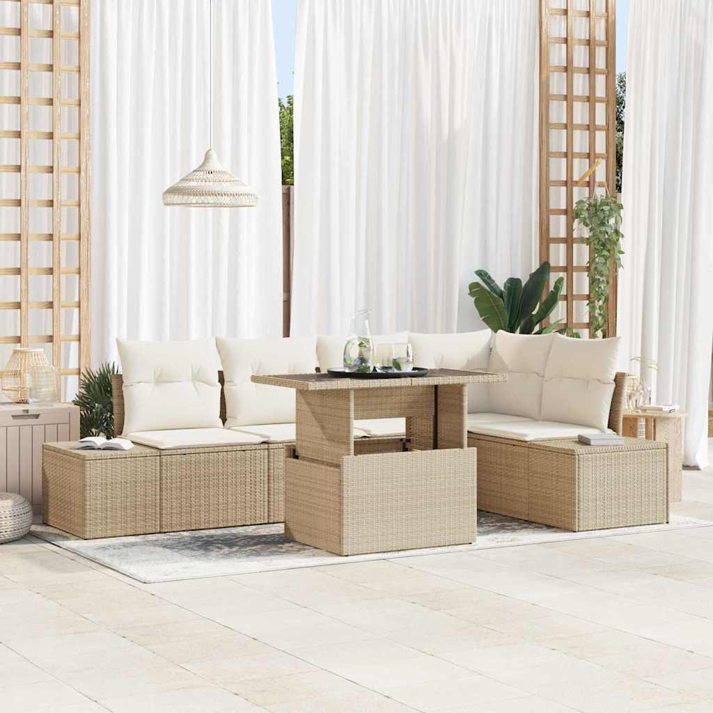 Set Divano da Giardino 6 pcs Beige Poly Rattan - homemem39