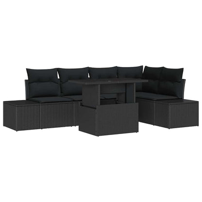 Set Divano da Giardino con archiviazione 6 pcs Nero Poly Rattan - homemem39