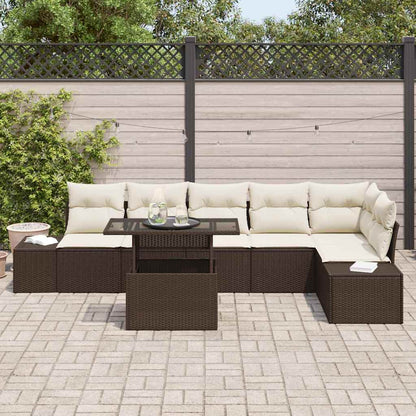 Set Divano da Giardino 7 pcs Marrone Poly Rattan - homemem39