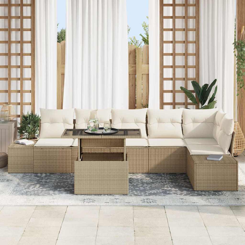 Set Divano da Giardino 7 pcs Beige Poly Rattan - homemem39