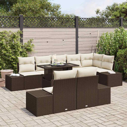 Set Divano da Giardino 9 pcs Marrone Poly Rattan - homemem39