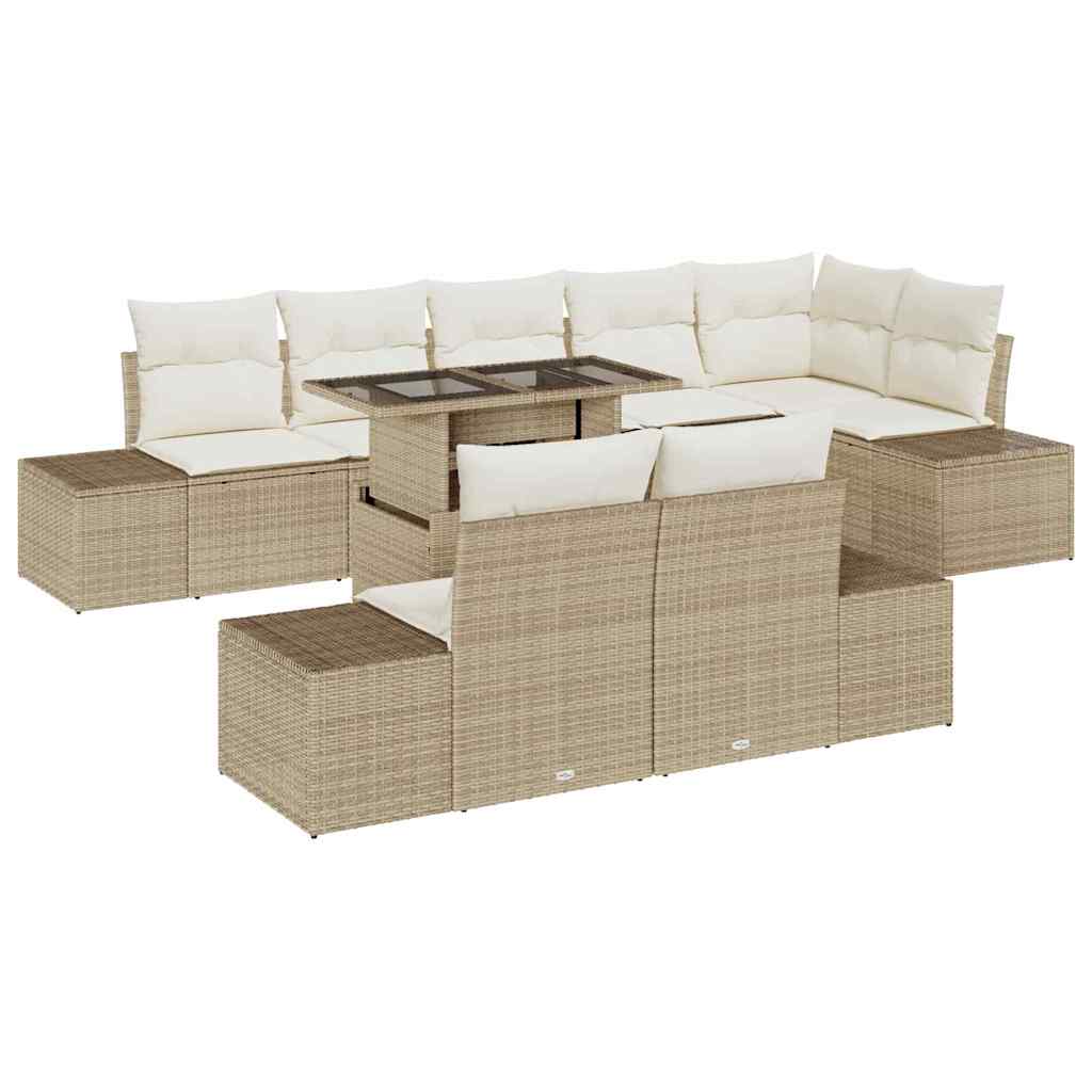 Set Divano da Giardino 9 pcs Beige Poly Rattan - homemem39