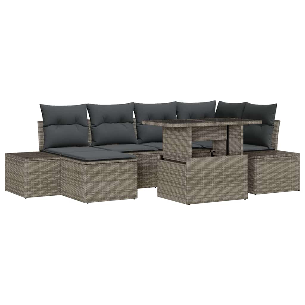 Set Divano da Giardino 7 pcs Grigio Poly Rattan - homemem39