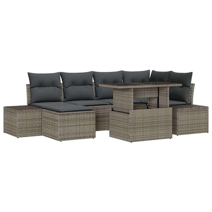 Set Divano da Giardino 7 pcs Grigio Poly Rattan - homemem39