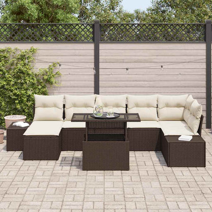 Set Divano da Giardino 8 pcs Marrone Poly Rattan - homemem39
