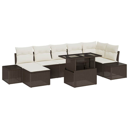 Set Divano da Giardino 8 pcs Marrone Poly Rattan - homemem39