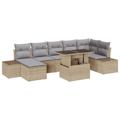 Set Divano da Giardino 8 pcs Beige Poly Rattan | homemem39