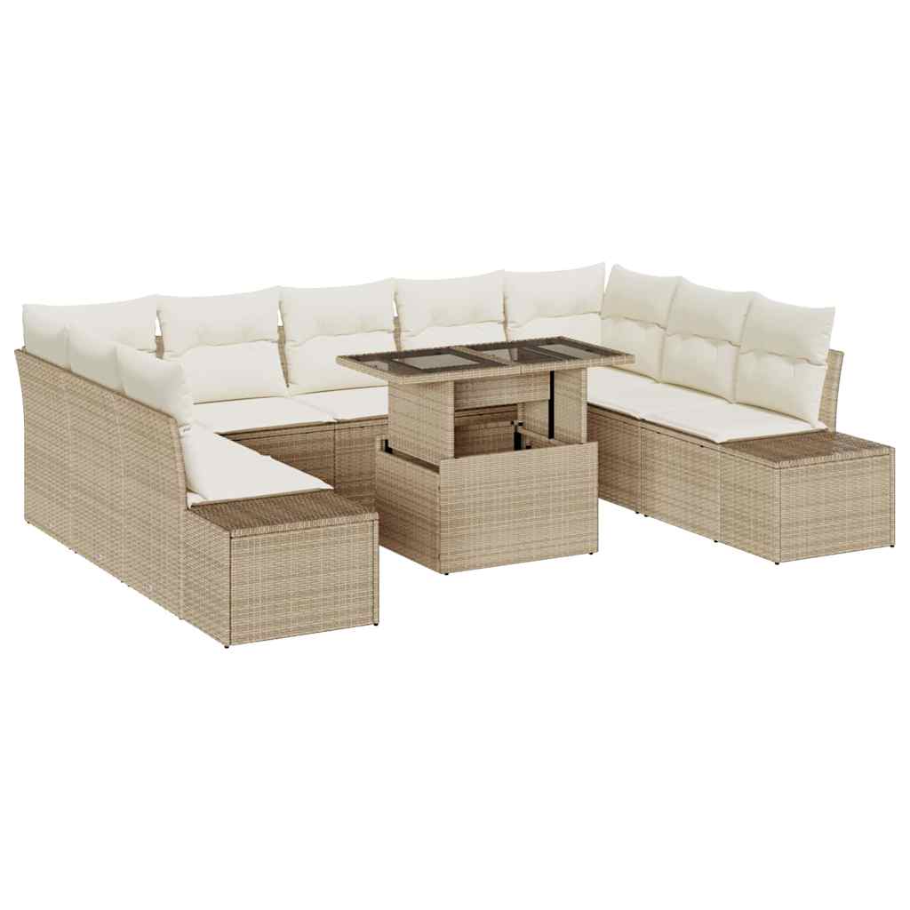 Set Divano da Giardino 10 pcs Beige Poly Rattan - homemem39