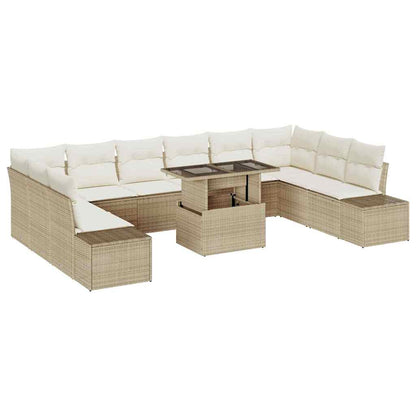 Set Divano da Giardino 11 pcs Beige Poly Rattan | homemem39