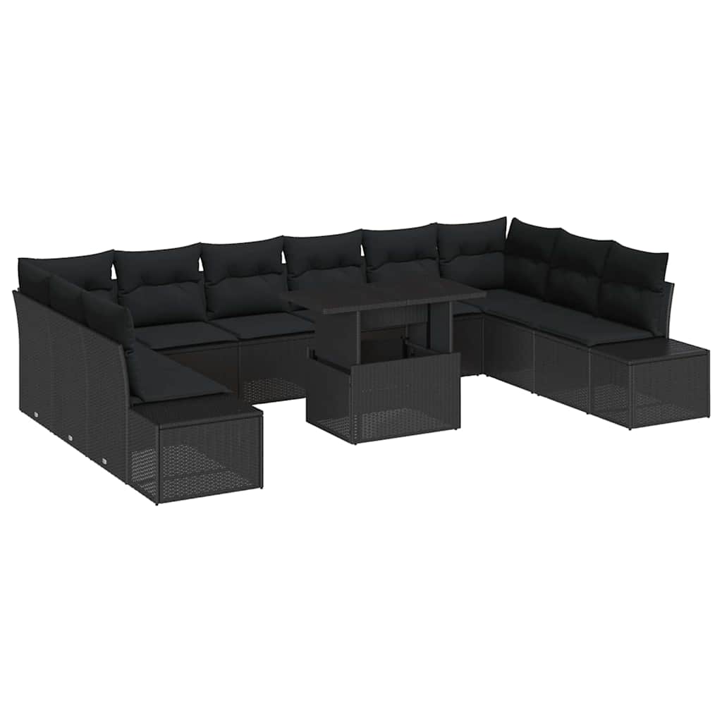 Set Divano da Giardino 11 pcs Nero Poly Rattan - homemem39