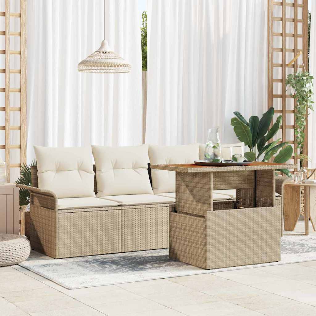 Set Divano da Giardino 5 pcs Beige Poly Rattan - homemem39