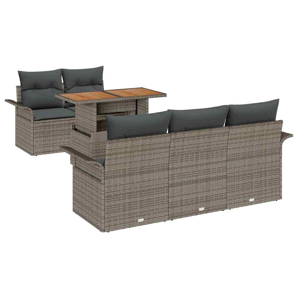 Set Divano da Giardino 6 pcs Grigio Poly Rattan - homemem39