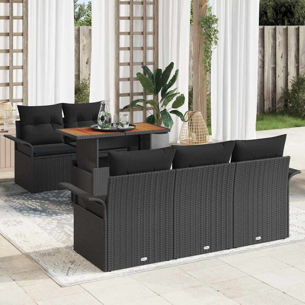 Set Divano da Giardino con archiviazione 6 pcs Nero Poly Rattan - homemem39