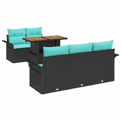 Set Divano da Giardino con archiviazione 6 pcs Nero Poly Rattan | homemem39
