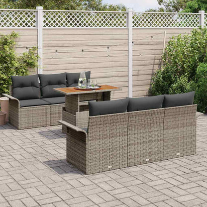 Set Divano da Giardino 7 pcs Grigio Poly Rattan - homemem39
