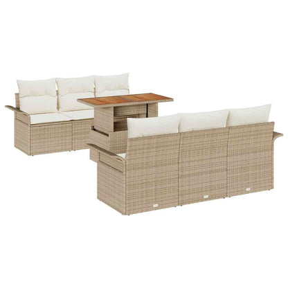 Set Divano da Giardino 7 pcs Beige Poly Rattan - homemem39