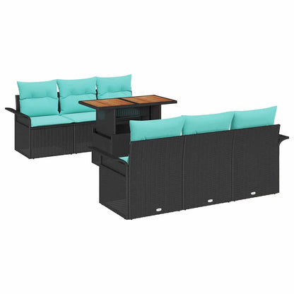 Set Divano da Giardino con archiviazione 7 pcs Nero Poly Rattan | homemem39