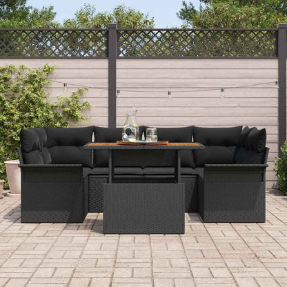 Set Divano da Giardino con archiviazione 7 pcs Nero Poly Rattan - homemem39
