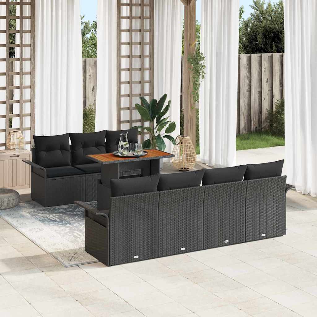 Set Divano da Giardino con archiviazione 8 pcs Nero Poly Rattan - homemem39