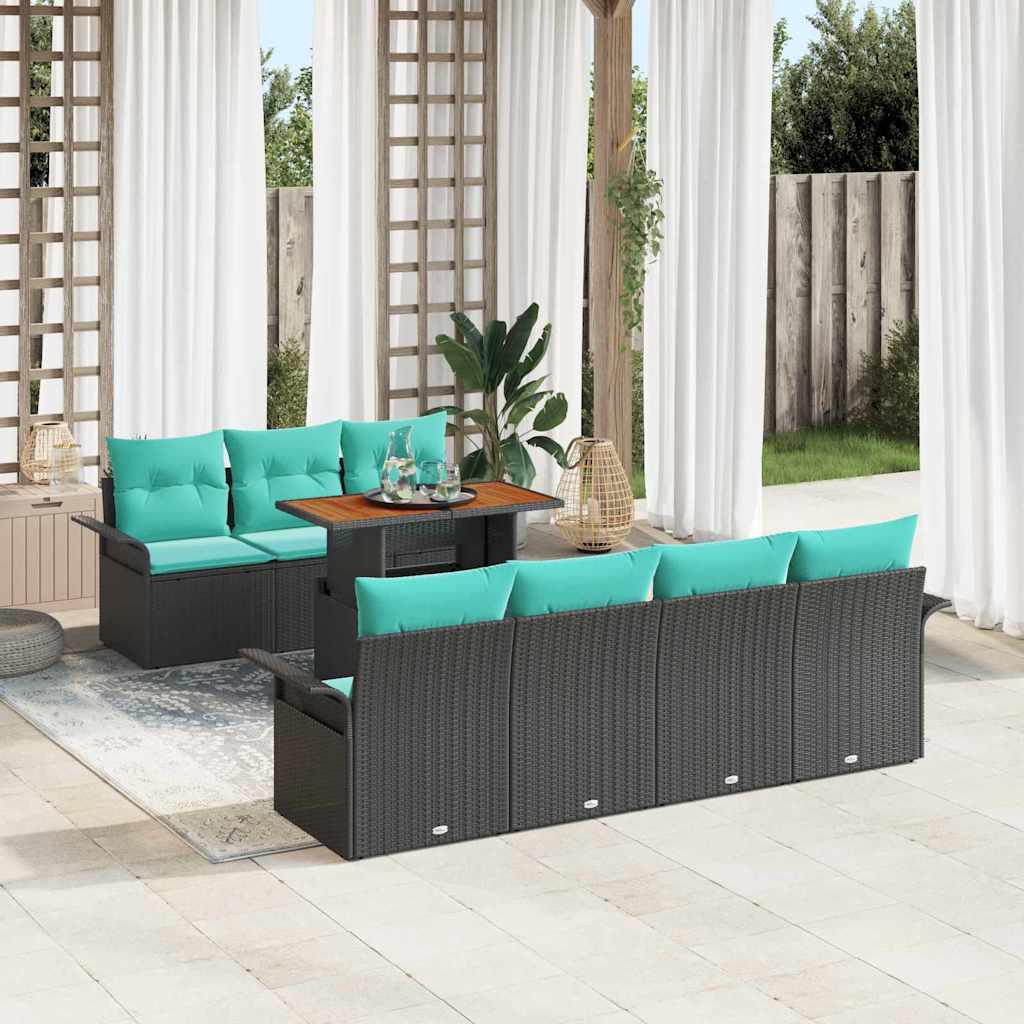 Set Divano da Giardino con archiviazione 8 pcs Nero Poly Rattan | homemem39