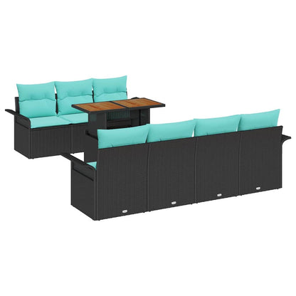 Set Divano da Giardino con archiviazione 8 pcs Nero Poly Rattan | homemem39
