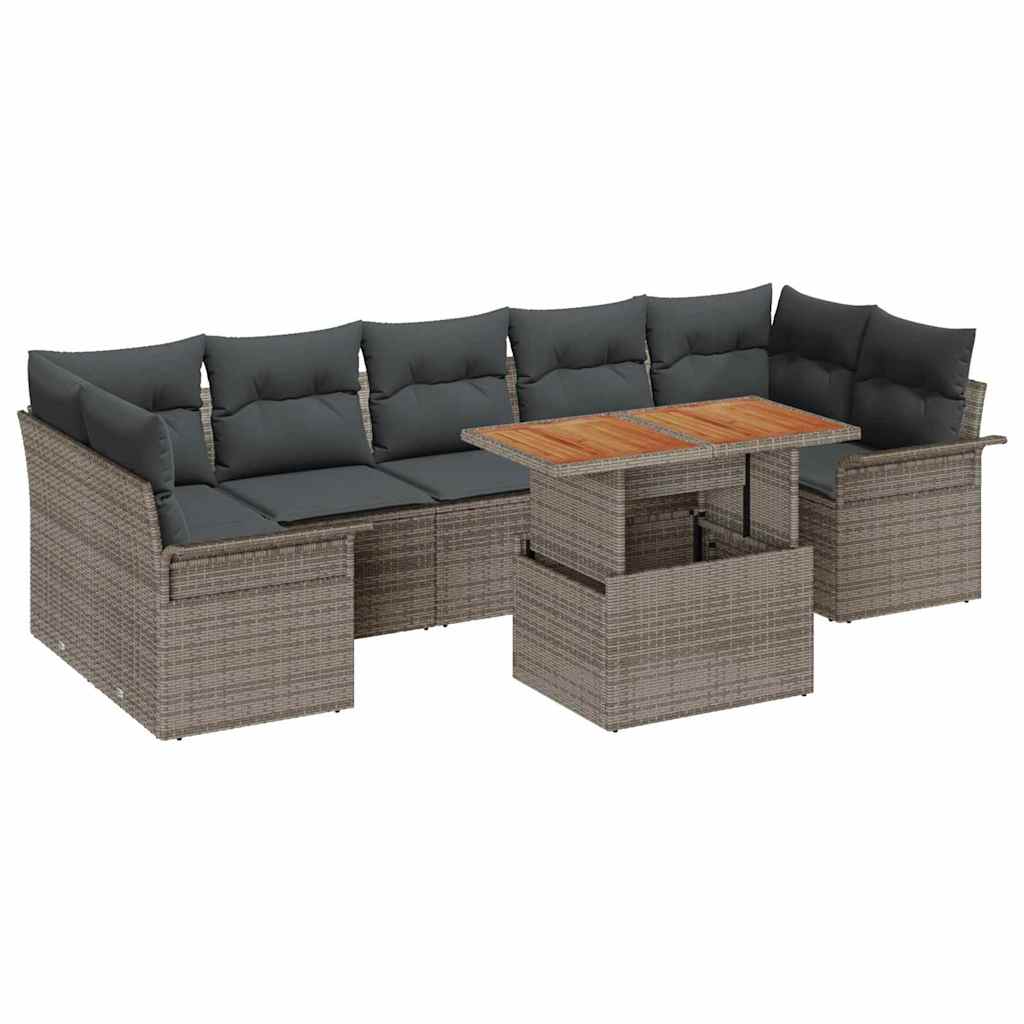 Set Divano da Giardino 8 pcs Grigio Poly Rattan - homemem39