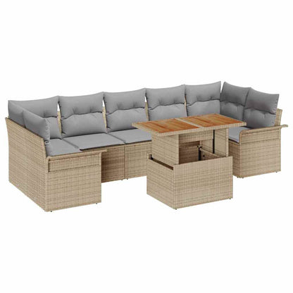Set Divano da Giardino 8 pcs Beige Poly Rattan - homemem39