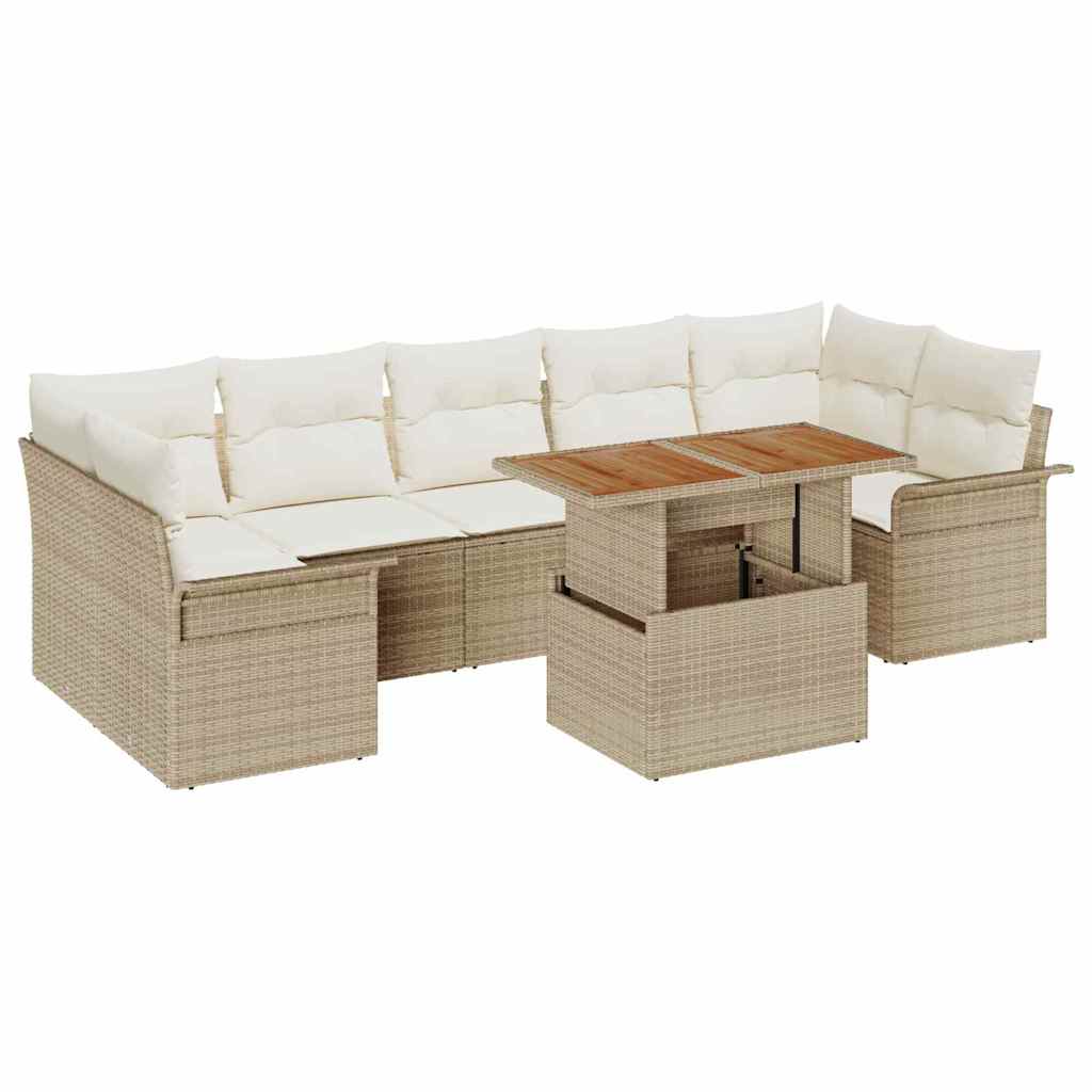Set Divano da Giardino 8 pcs Beige Poly Rattan