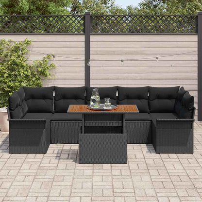 Set Divano da Giardino con archiviazione 8 pcs Nero Poly Rattan - homemem39