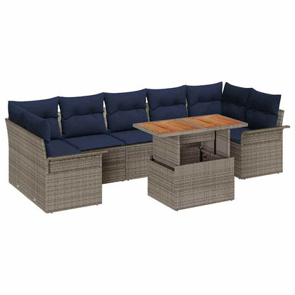 Set Divano da Giardino 8 pcs Grigio Poly Rattan | homemem39