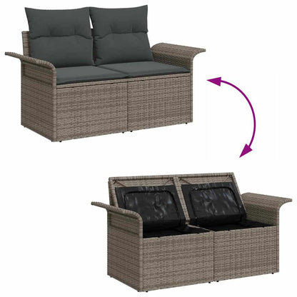 Set Divano da Giardino 9 pcs Grigio Poly Rattan - homemem39