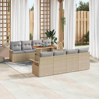 Set Divano da Giardino 9 pcs Beige Poly Rattan - homemem39