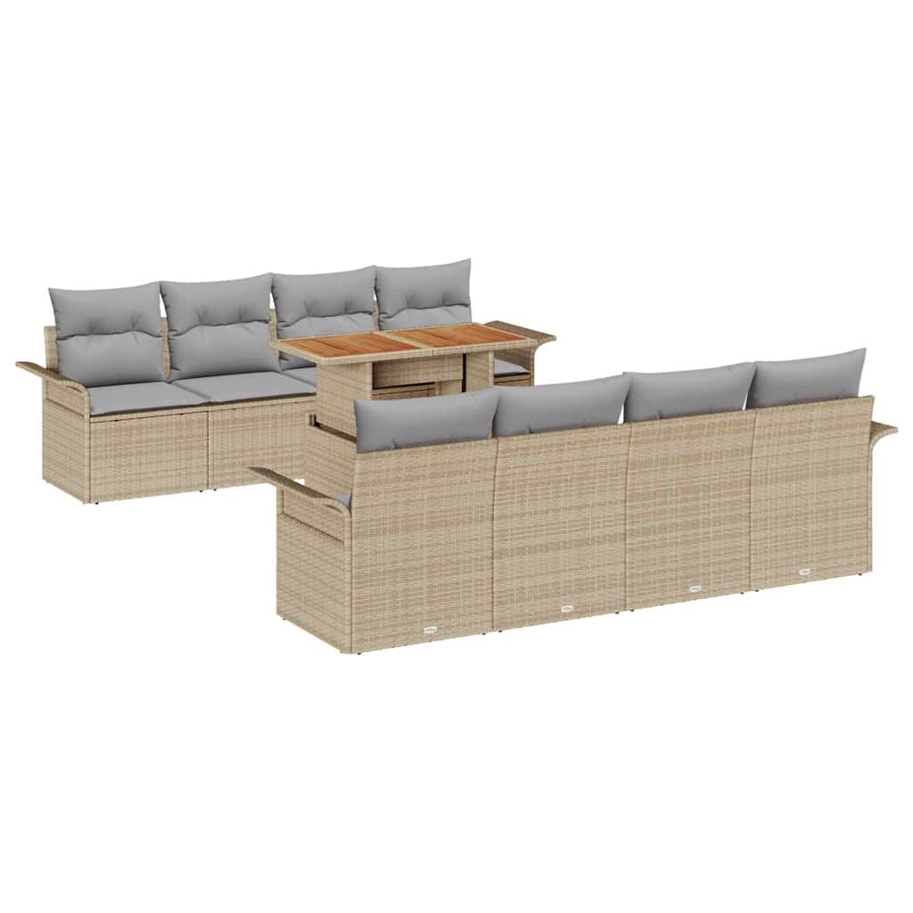 Set Divano da Giardino 9 pcs Beige Poly Rattan - homemem39