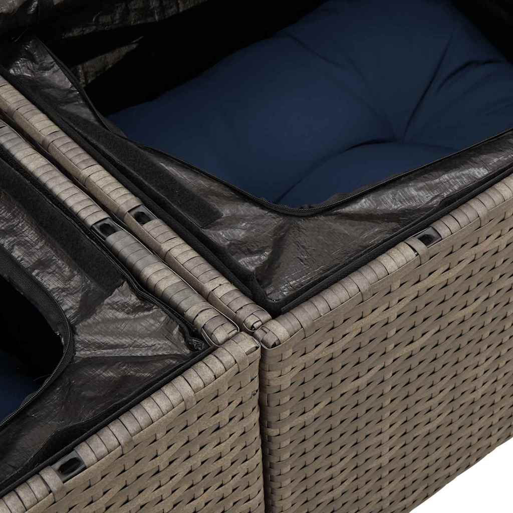 Set Divano da Giardino 9 pz Grigio Poly Rattan