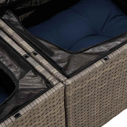 Set Divano da Giardino 9 pz Grigio Poly Rattan