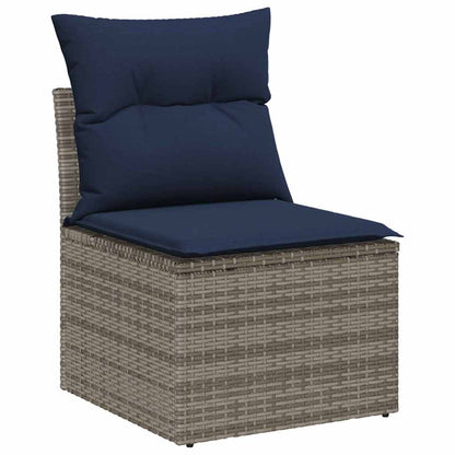 Set Divano da Giardino 9 pz Grigio Poly Rattan
