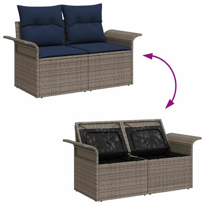 Set Divano da Giardino 9 pz Grigio Poly Rattan