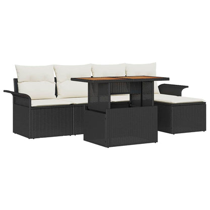Set Divano da Giardino con archiviazione 6 pcs Nero Poly Rattan | homemem39