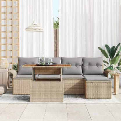 Set Divano da Giardino 6 pcs Beige Poly Rattan | homemem39