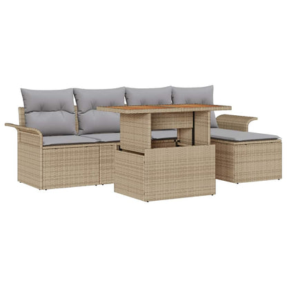 Set Divano da Giardino 6 pcs Beige Poly Rattan | homemem39