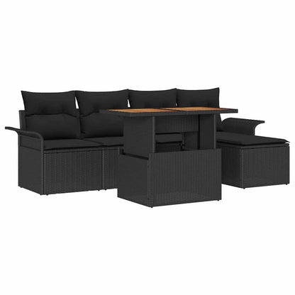 Set Divano da Giardino con archiviazione 6 pcs Nero Poly Rattan | homemem39