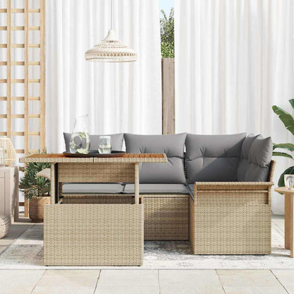 Set Divano da Giardino 5 pcs Beige Poly Rattan | homemem39