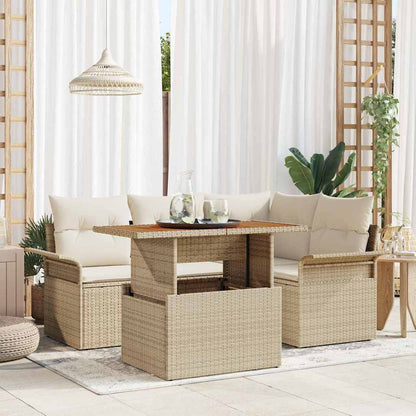 Set Divano da Giardino 5 pcs Beige Poly Rattan - homemem39