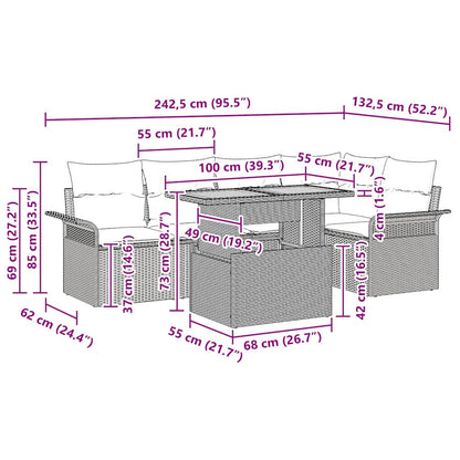 Set Divano da Giardino 6 pcs Beige Poly Rattan - homemem39