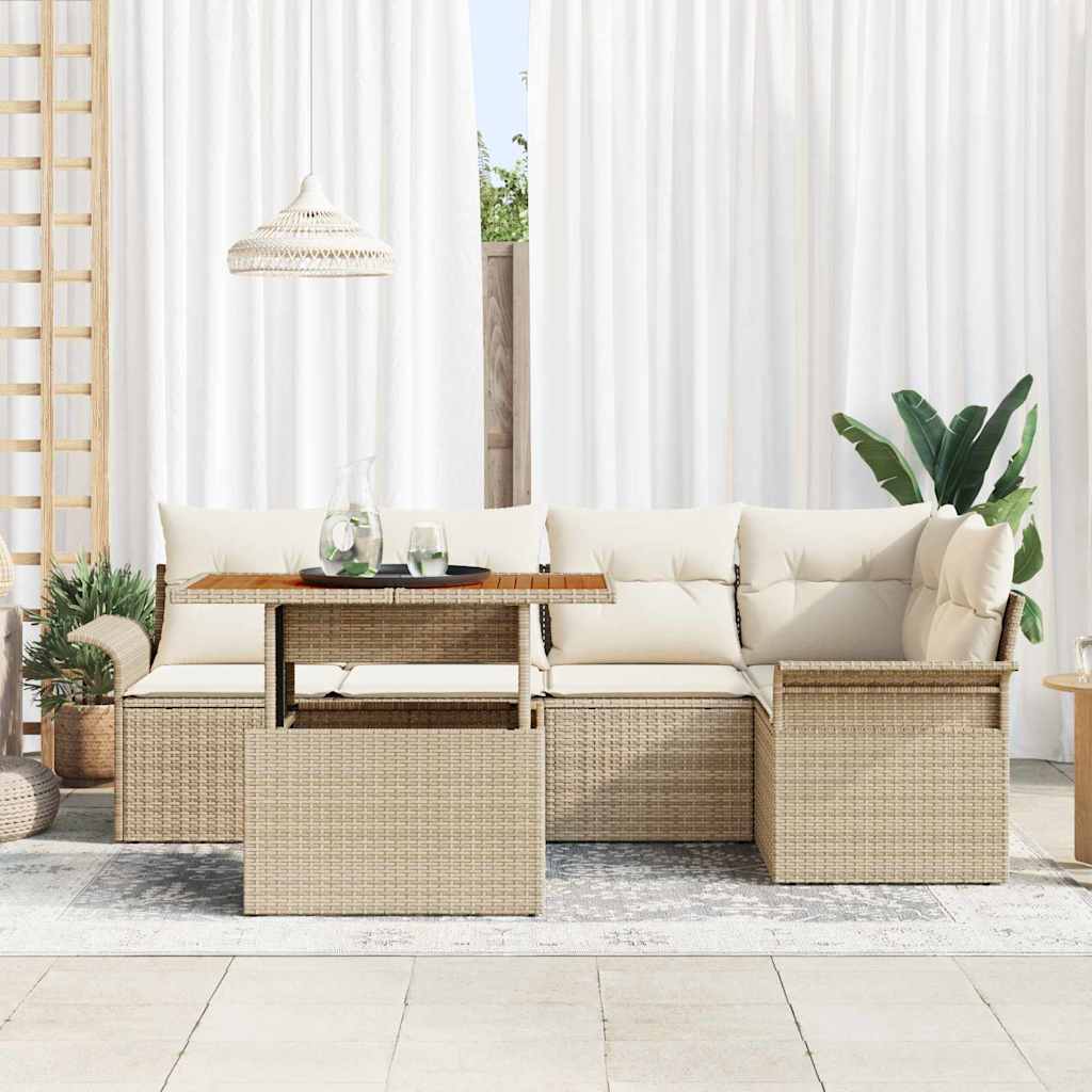 Set Divano da Giardino 6 pcs Beige Poly Rattan - homemem39