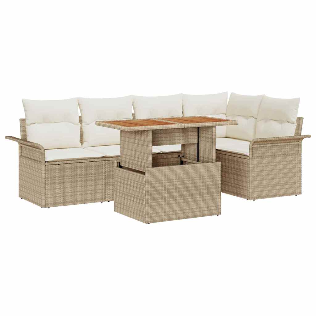 Set Divano da Giardino 6 pcs Beige Poly Rattan - homemem39