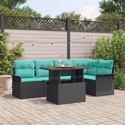 Set Divano da Giardino con archiviazione 6 pcs Nero Poly Rattan | homemem39